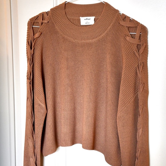 Aritzia Wilfred Cropped Salmon/Light Pink Sweater - Picture 1 of 4